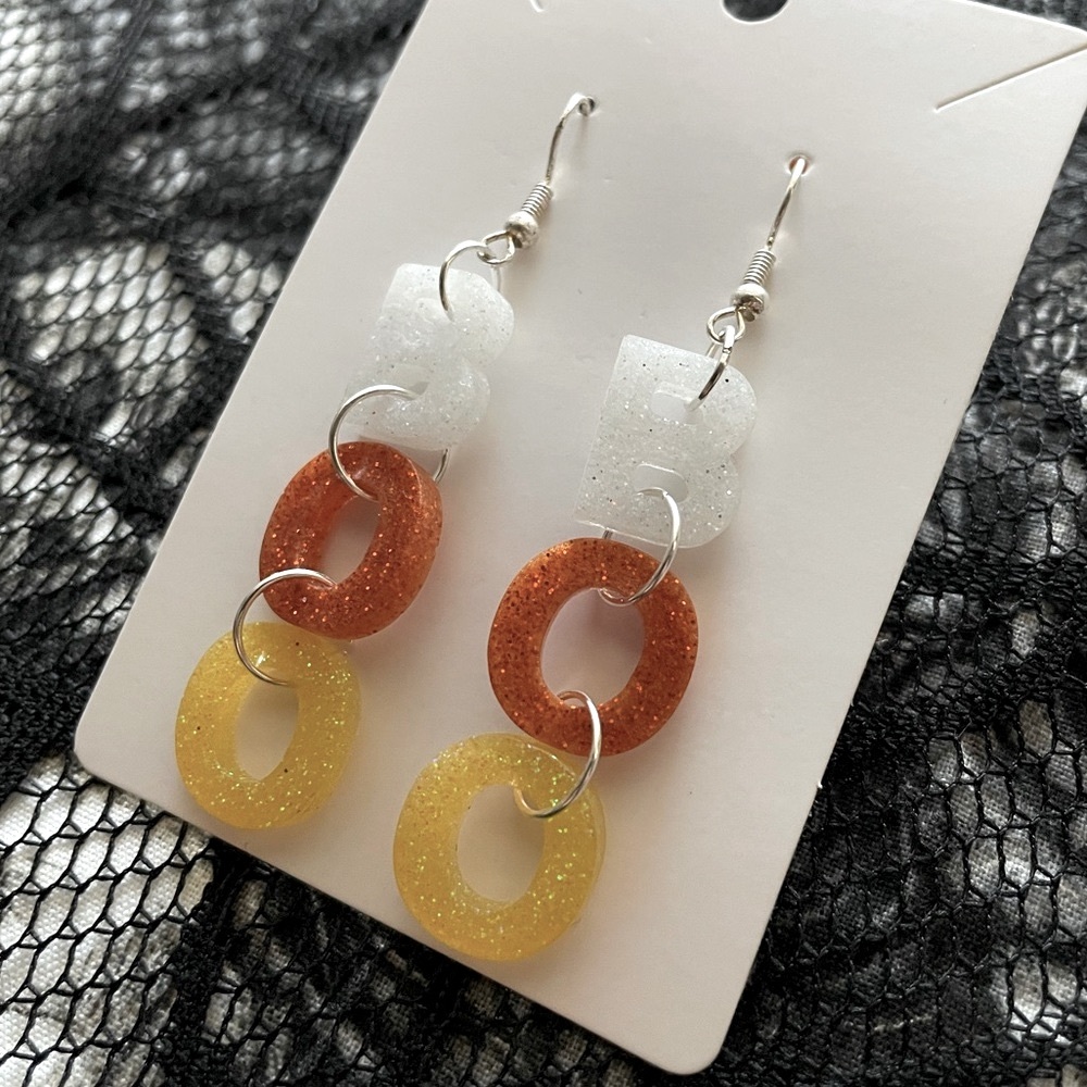 candy corn BOO earrings